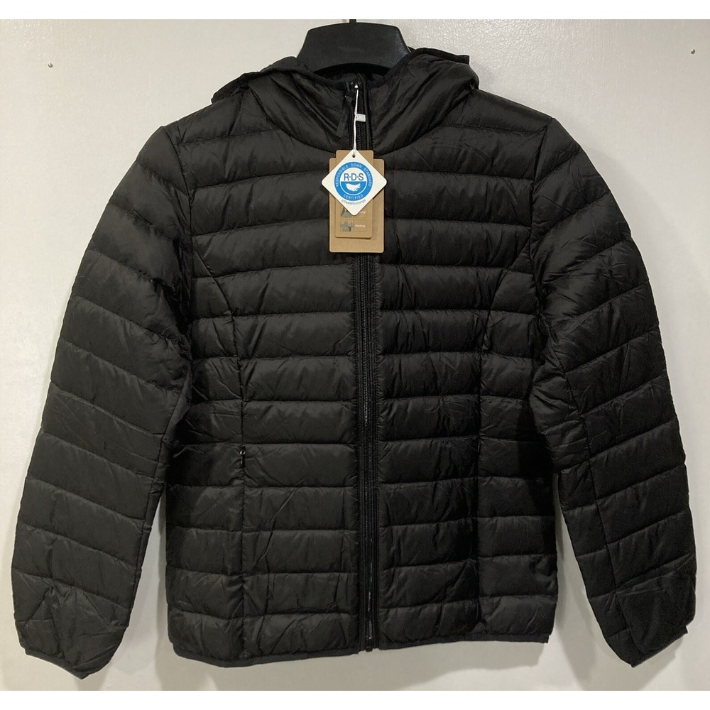 Wantdo Women's Warm Packable Hooded Puffer Jacket Duck‎ Down Quilted Black Small